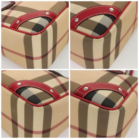 BURBERRY Nova Check Hand Bag PVC Beige Silver Auth 120678 - Picture 14 of 16
